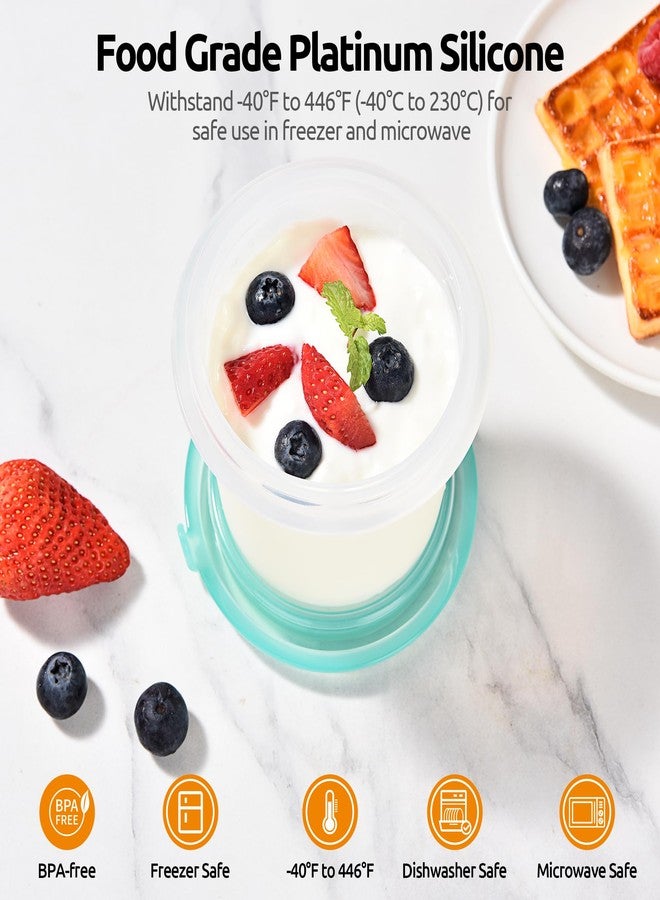 U-Taste 1 Cup Silicone Food Container: Small Kitchen Storage with Airtight Lid, Freezer & Microwave Safe, Fruit Box with Date Marking Circle, Clear Stackable for Meal Prep Portion (Set of 2, Aqua Sky) - Image 5